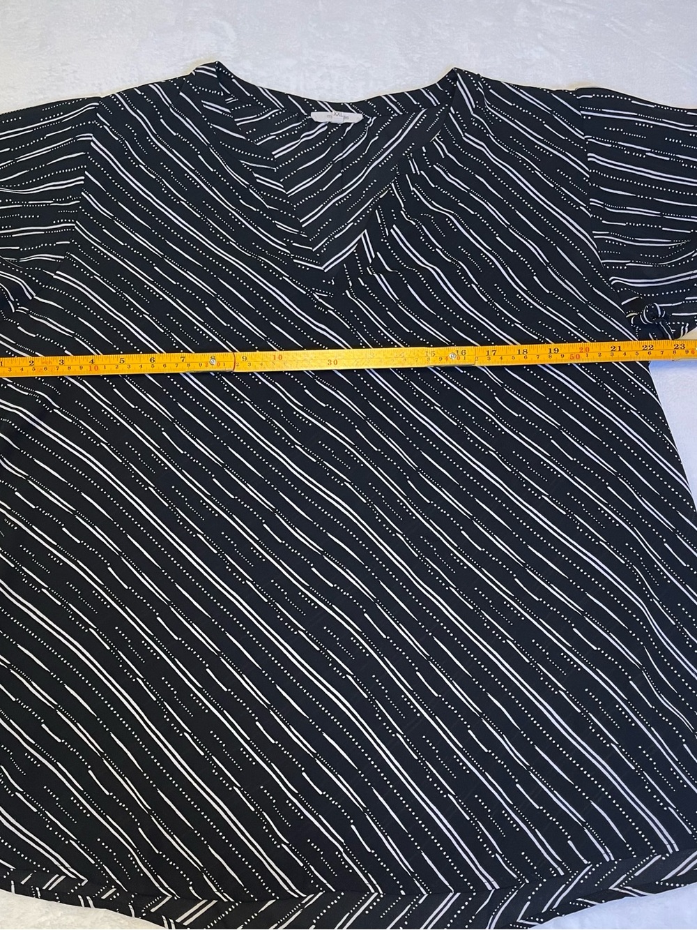Maurices Black & White Diagonal Stripe Flutter Sleeve Blouse - Picture 7 of 8